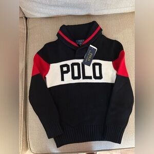 Polo by Ralph Lauren Little Boys Shawl Collar Logo Intarsia Sweater